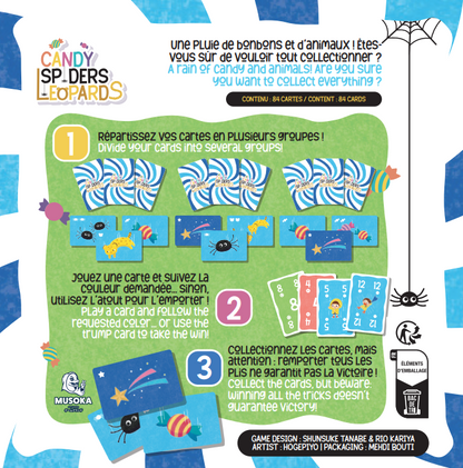 Candy Spiders Leopards box back with game overview