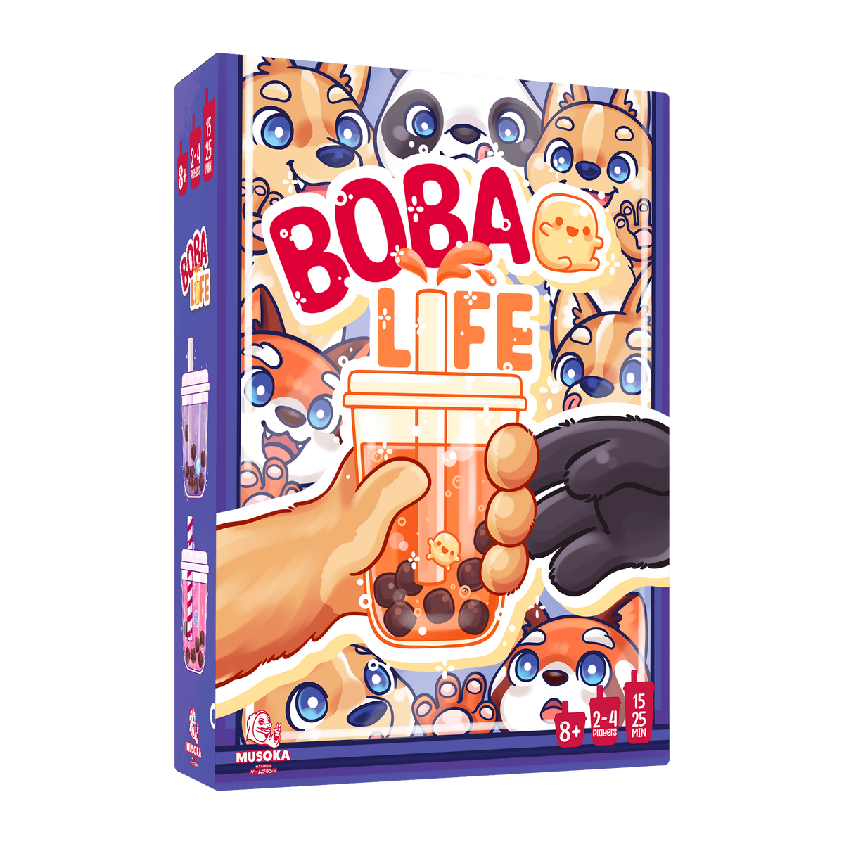 Boba Life card game box, 3D view — Musoka Studio bubble tea game