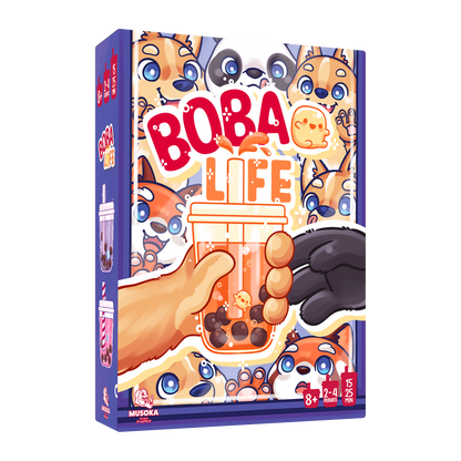 Boba Life card game box, 3D view — Musoka Studio bubble tea game