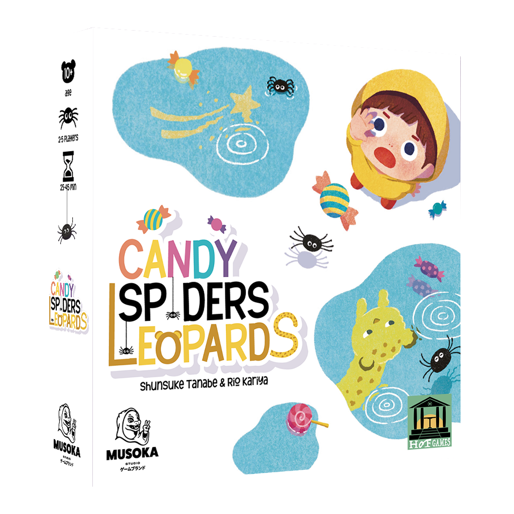 Candy Spiders Leopards box, 3D view — Musoka Studio trick-taking game