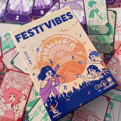Festi'vibes festival and event cards laid out