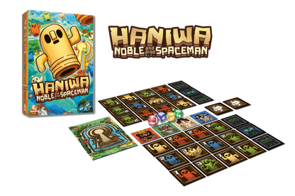 Haniwa box contents: 52 tiles, 4 dice and FR/EN rulebooks