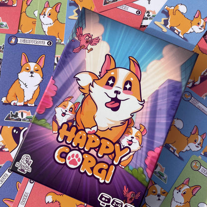 Happy Corgi action cards: fart, bark, waddle and sniff