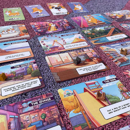 Happy Corgi corgi tokens moving between locations