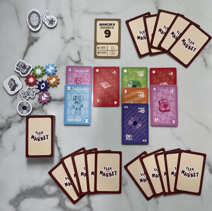 Flea Market full card set displayed on a table