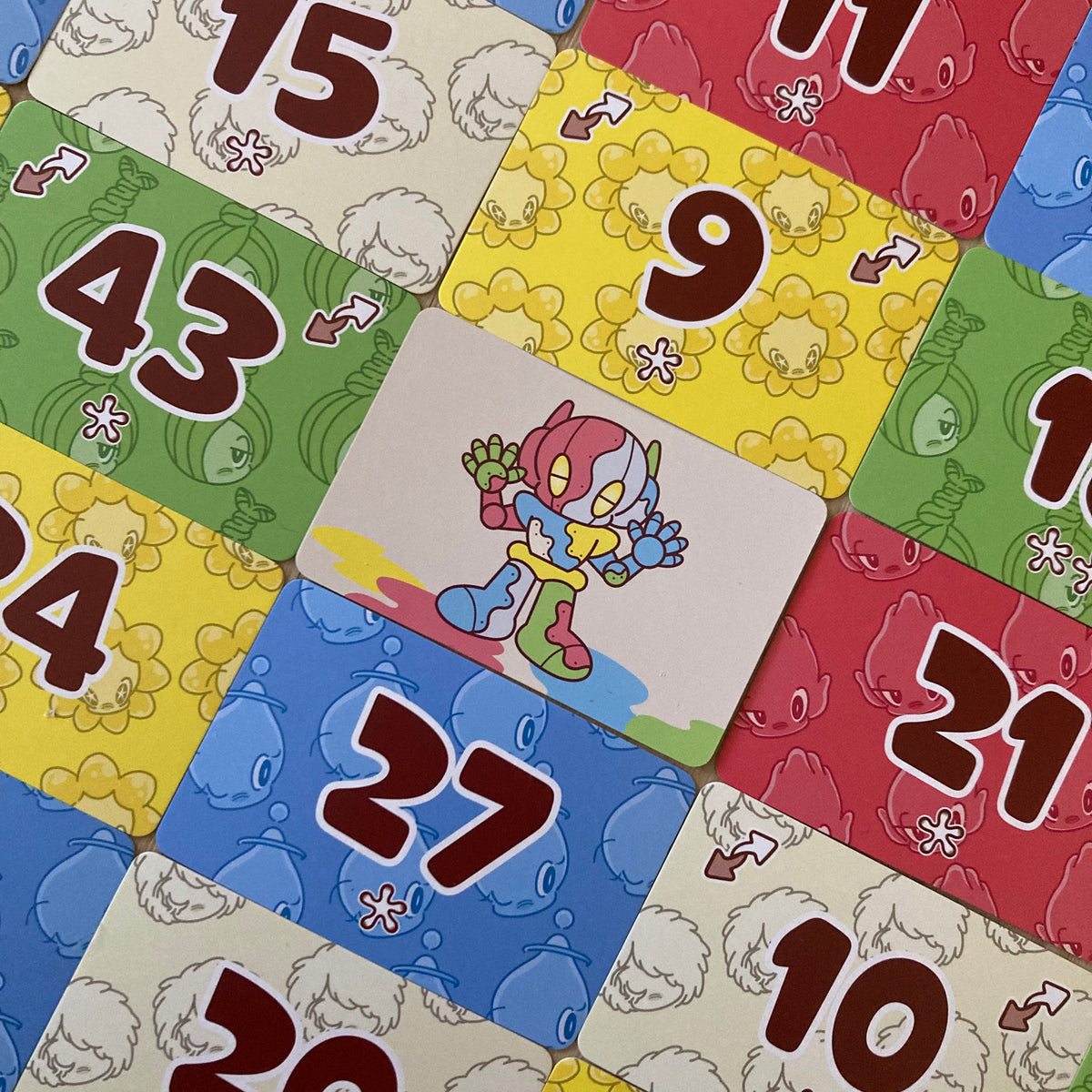 Close-up of POP! colour cards triggering a chain explosion