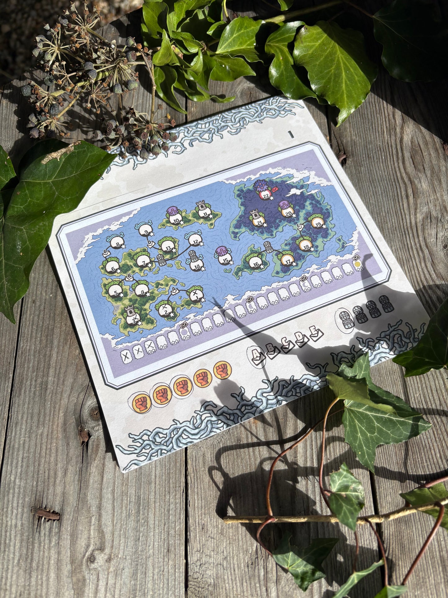 Yami components: tiles, cards and tokens laid out
