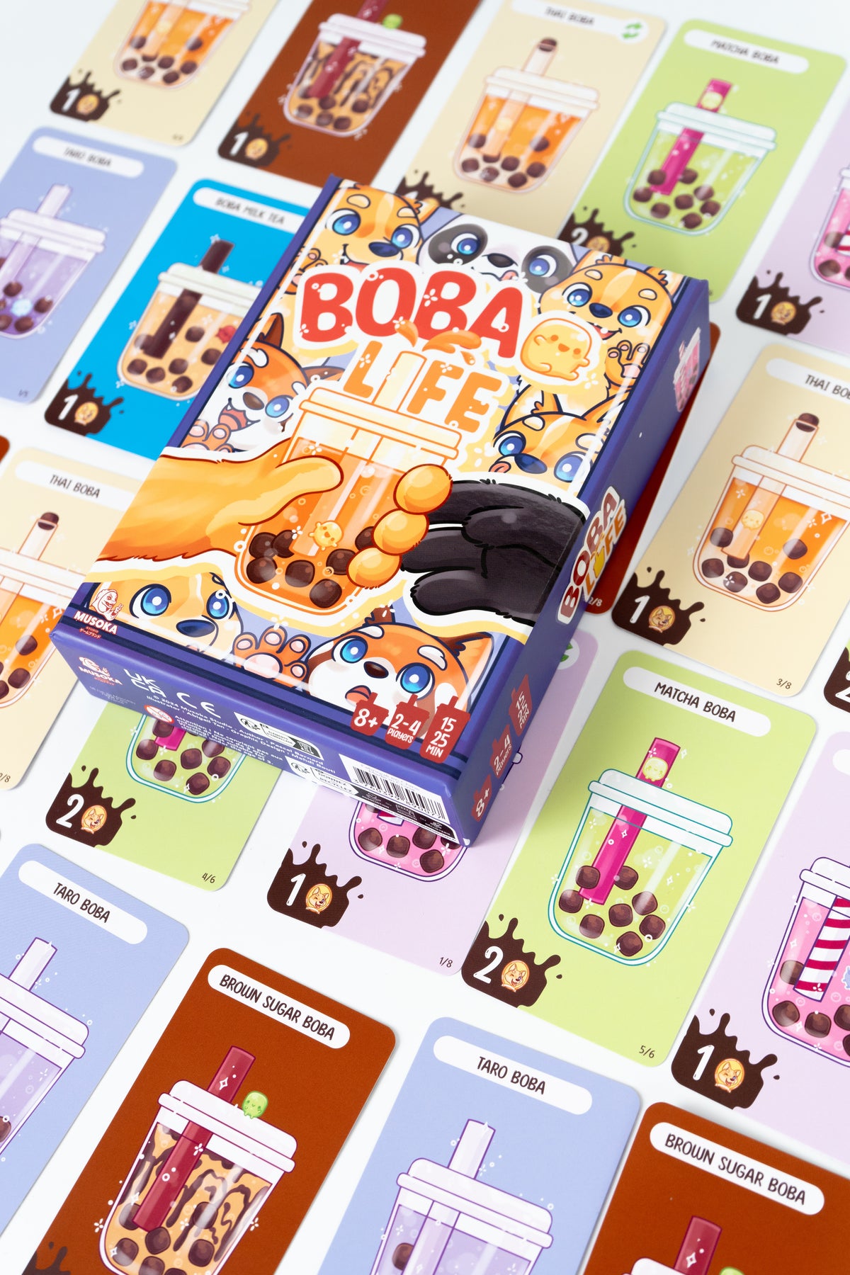 Boba Life cards spread out with the Boba Line in play